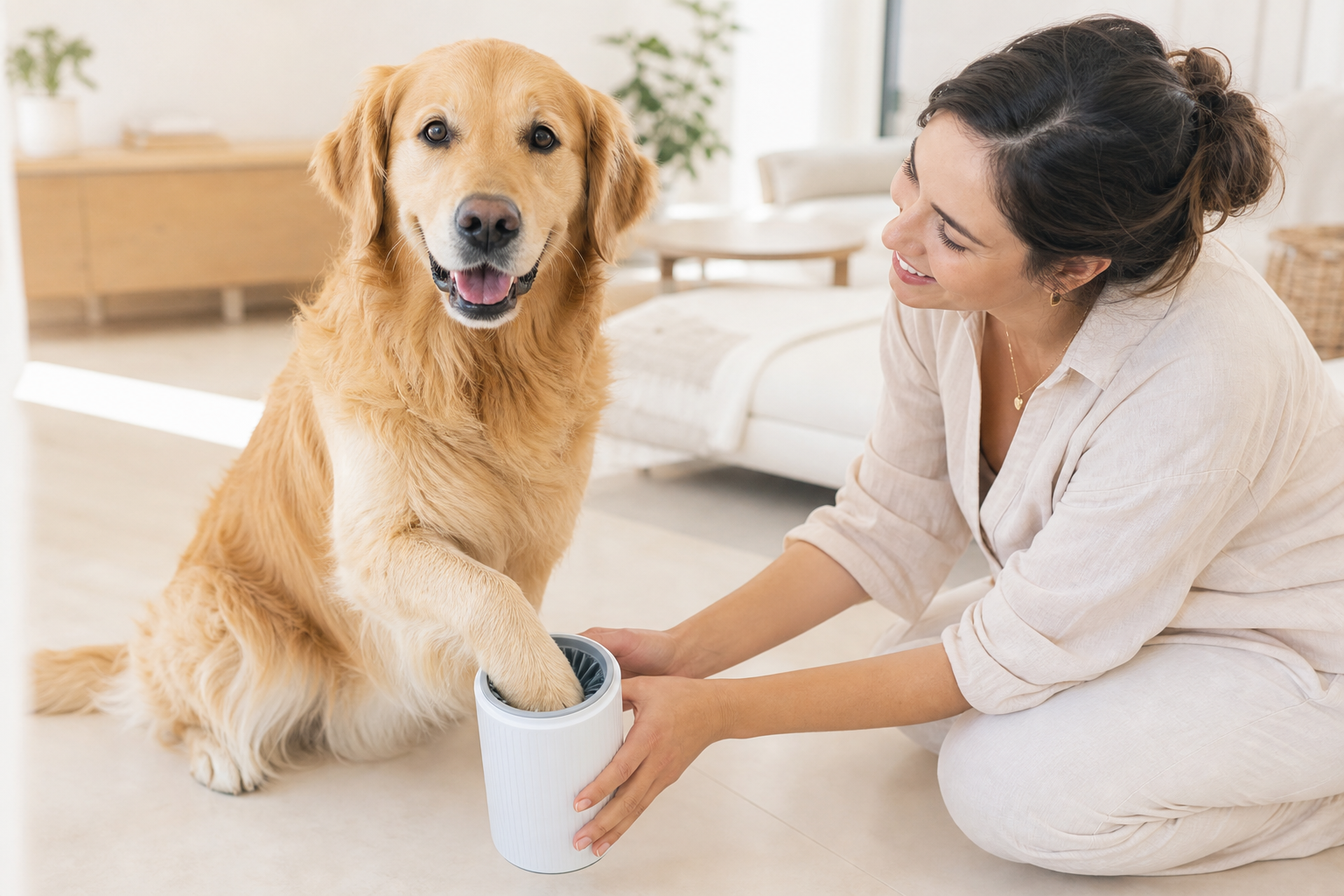 Dog paw cleaning