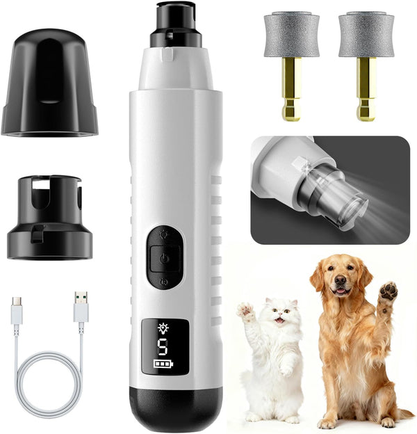 2026 New Silent Groom Pro Dog Nail Grinder, 5-Speed Dog Nail Grinder With Led Light, Quiet Painless Paws Grooming For Small Medium Large Dogs, USB Rechargeable